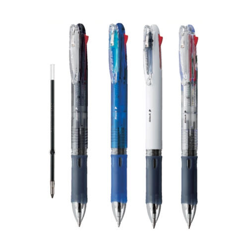 클립온 슬림 볼펜 4C 흑/청/백/투명 B4A5 0.7mm