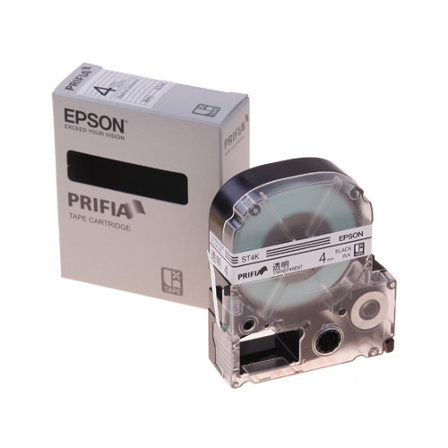 테이프카트리지 ST4K 4mm / 바탕:투명. 글자:흑색