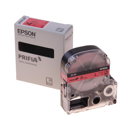 테이프카트리지 SC4R 4mm / 바탕:적색. 글자:흑색