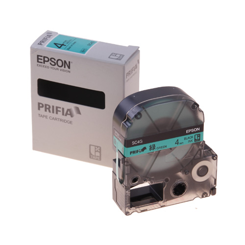 테이프카트리지 SC4G 4mm / 바탕:녹색. 글자:흑색