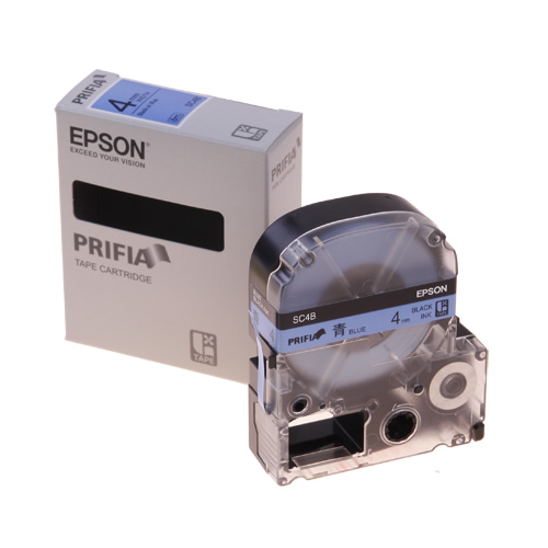 테이프카트리지 SC4B 4mm / 바탕:청색. 글자:흑색