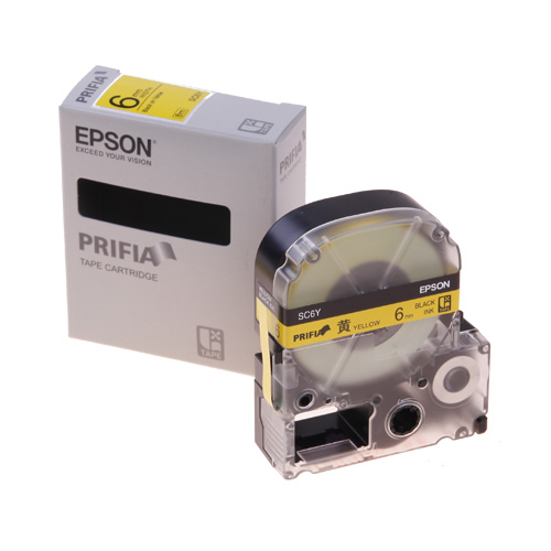 테이프카트리지 SC6Y 6mm / 바탕:노랑. 글자:흑색