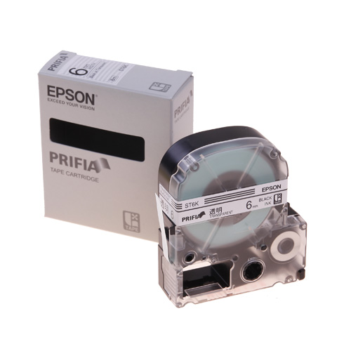 테이프카트리지 ST6K 6mm / 바탕:투명. 글자:흑색