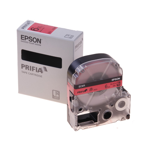 테이프카트리지 SC6R 6mm / 바탕:적색. 글자:흑색