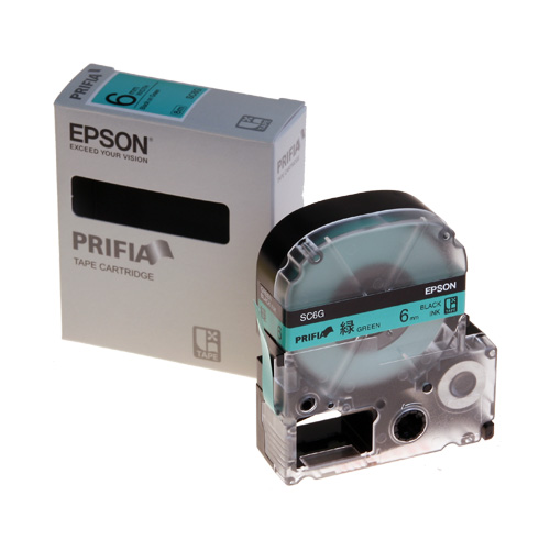 테이프카트리지 SC6G 6mm / 바탕:녹색. 글자:흑색