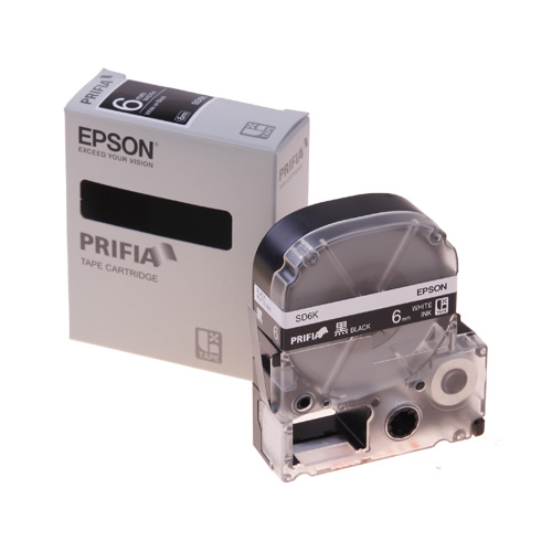 테이프카트리지 SD6K 6mm / 바탕:흑색. 글자:백색
