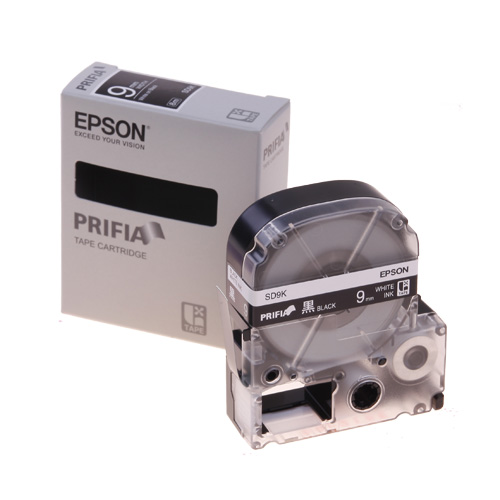 테이프카트리지 SD9K 9mm / 바탕:흑색. 글자:백색