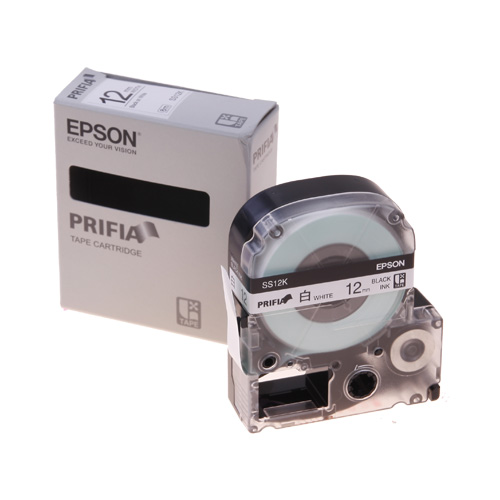 테이프카트리지 SS12K 12mm / 바탕:백색. 글자:흑색