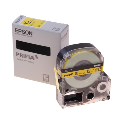 테이프카트리지 SC12Y 12mm / 바탕:노랑. 글자:흑색