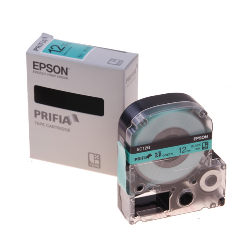 테이프카트리지 SC12G 12mm / 바탕:녹색. 글자:흑색
