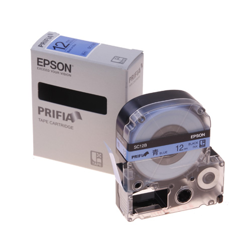 테이프카트리지 SC12B 12mm / 바탕:청색. 글자:흑색