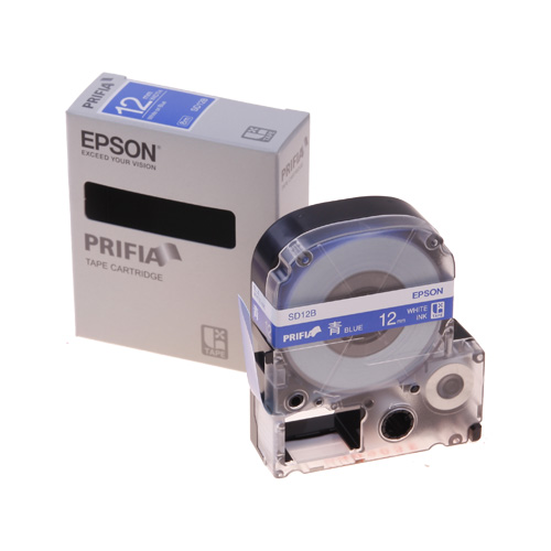 테이프카트리지 SD12B 12mm / 바탕:청색. 글자:백색