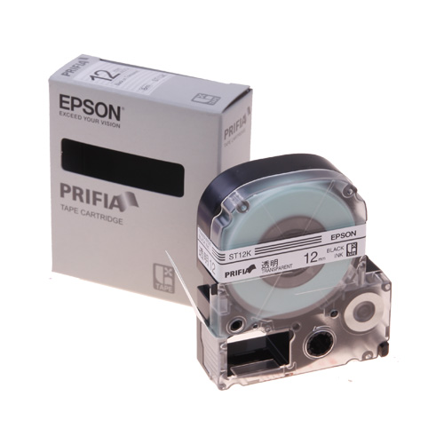테이프카트리지 ST12K 12mm / 바탕:투명. 글자:흑색