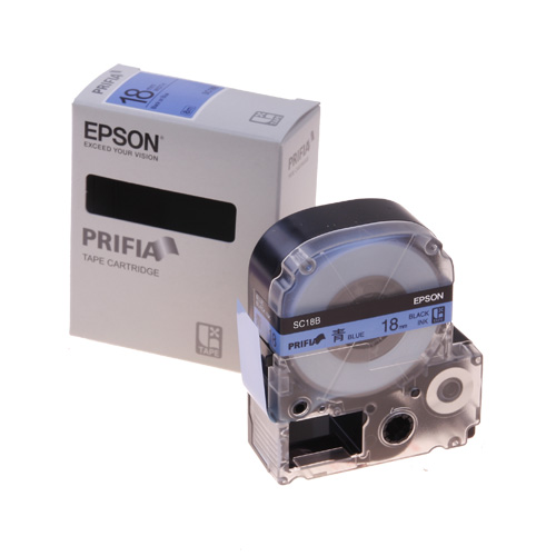 테이프카트리지 SC18B 18mm / 바탕:청색. 글자:흑색