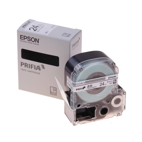 테이프카트리지 ST24K 24mm / 바탕:투명. 글자:흑색