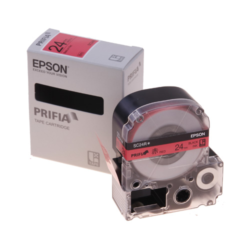 테이프카트리지 SC24R 24mm / 바탕:적색. 글자:흑색