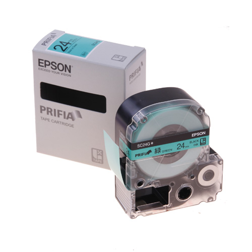 테이프카트리지 SC24G 24mm / 바탕:녹색. 글자:흑색