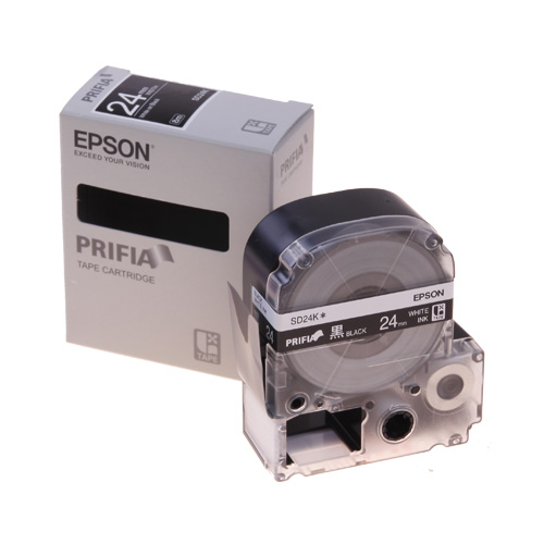 테이프카트리지 SD24K 24mm / 바탕:흑색. 글자:백색