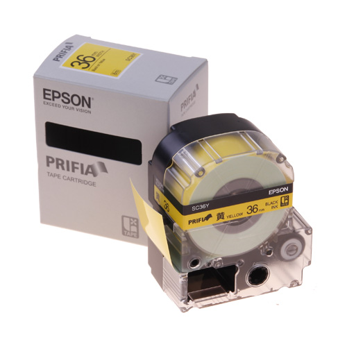 테이프카트리지 SC36Y 36mm / 바탕:노랑. 글자:흑색