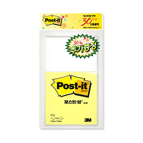 Post-it 654 노랑  (76X76)