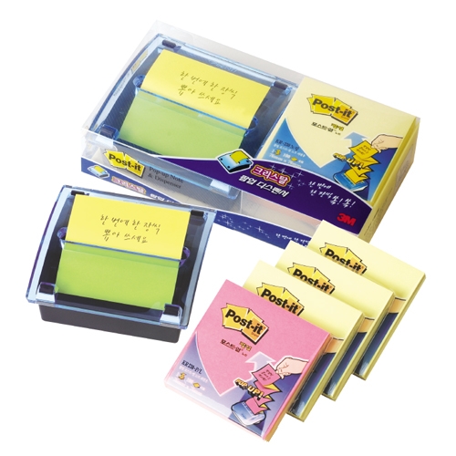 Post-it 크리스탈 팝업 디스펜서(KR-330) (76X76)100매X4개