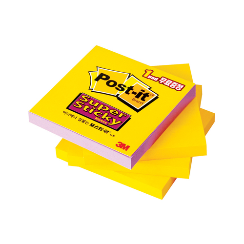 포스트잇654 슈퍼노트(3+1) 노랑3+보라1 76*76