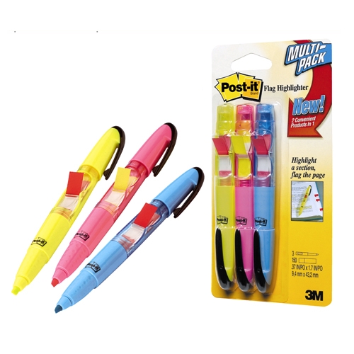 Post-it 플래그 형광펜 3색 