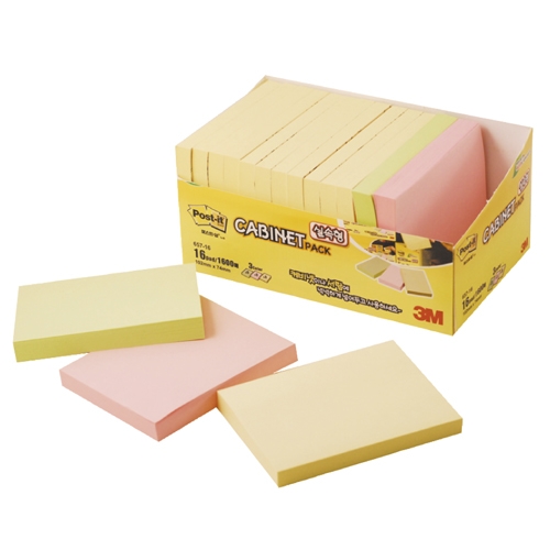 포스트잇657 (102*76 16팩) 노랑/그린/핑크