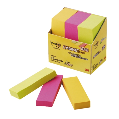포스트잇캐비넷팩(25*76)15팩 레몬/멜론/라임