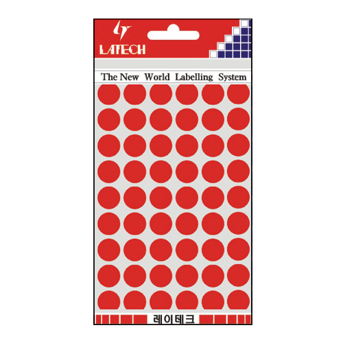 견출지 10-C303 적색 지름 12㎜ 7장(팩)