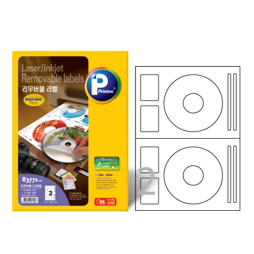 리무버블 라벨 R-3771 100 지름 118 / 41㎜ 100매