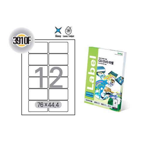 [폼텍] 비디오테이프용 전면라벨(12칸/76*44.4mm) 100매 LS-3910F