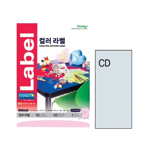 [폼텍] 컬러라벨 하늘색(1칸) 10매 CD-3130