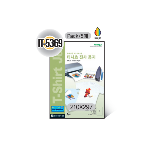 [폼텍] 티셔츠 전사용지 A4(105g*5매) IT-5369