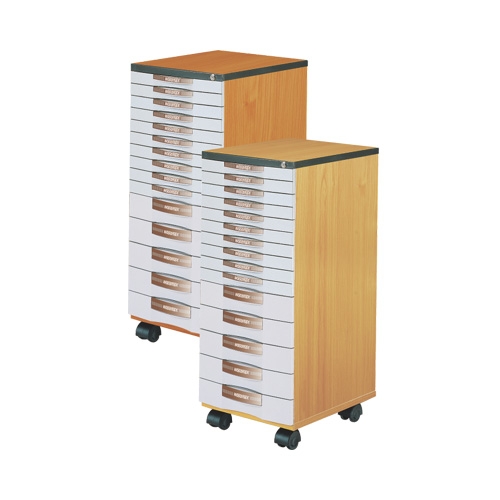우드 이동식 K15단 서류함(연체리) WD7015L 